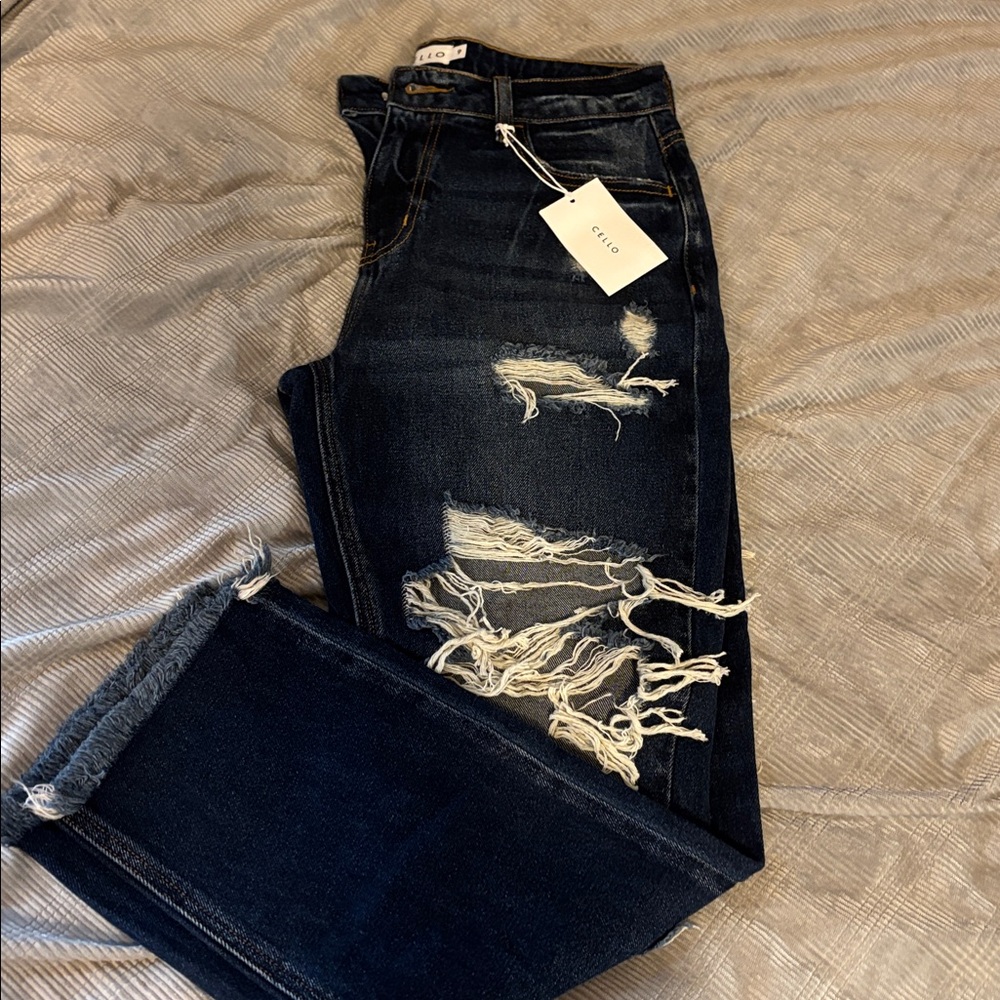 Cello Ripped Dark Blue Jeans - Picture 2 of 5